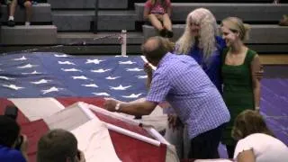 National 9/11 Flag - Stiching ceramony in honor of Lt Noah Harris