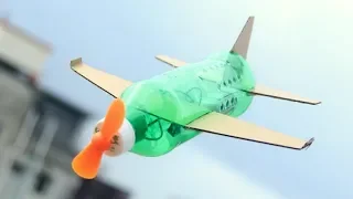 How to Make Flying Airplane using Plastic Bottle and Cardboard DIY at Home