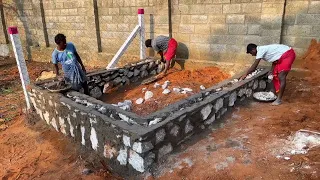 Techniques of Stone Foundation_Strongest! Building Stone Wall Build Accurately with Natural Stone