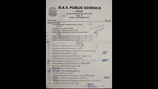 CLASS 6-DAV public school (Bihar Zone) Maths 2021-22 yearly Question paper #shorts