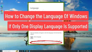 How to Change the Language of Windows If Only One Display Language Is Supported