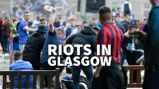 Rangers fans fighting each other and clashes with Police 15.05.2021