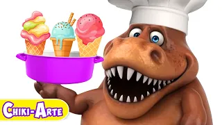 Un Dinosaurio Cocinero Hace Helados de Colores | Chiki-Arte Aprende a Dibujar