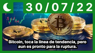 Bitcoin, toca la línea de tendencia, pero aun es pronto para la ruptura.