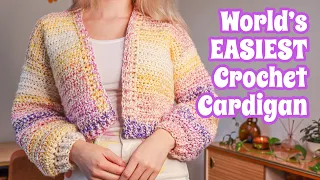 *EASY* Crochet Cardigan For Beginners | ANY SIZE/ LENGTH! | Using Hobbii's Glitter Delight Yarn