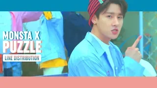 MONSTA X - PUZZLE Line Distribution (Color Coded)