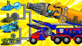 Transformers Tank : Optimus Ballistic Missile Bumble Bee VS Ice Pitch Blade | Arena Tank Cartoon