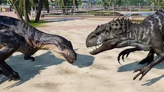 2 Acrocanthosaurus & 2 Indominus Rex Breakout & Fight! Jurassic World Evolution (4K 60FPS)