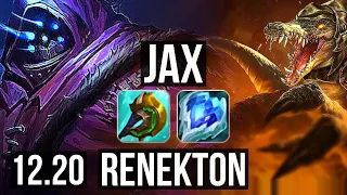 JAX vs RENEKTON (TOP) | 72% winrate, 8 solo kills, Legendary | KR Master | 12.20