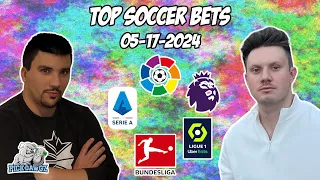 Free Soccer Bets 5/17/24: PickDawgz Corner Kick EPL, LaLiga, Bundesliga, Serie A, Ligue 1 Free Bets