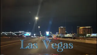 Driving through Las Vegas at night on I-15