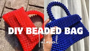 beaded bag tutorial//how to make a pearl beaded bag// balenciaga  hourglass beaded bag