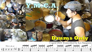 (Drum Only) YMCA - Village People Drum Cover & Free Score