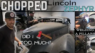 How To CHOP & WELD A- PILLARS On A 1939 Lincoln ZEPHYR Coupe Conversion From 4 Door