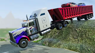 BeamNG Drive - Cars vs The Cliff Stairs Test Area #24