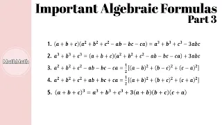 Formulas - HOW TO: Important Algebraic Formulas (Part 3)