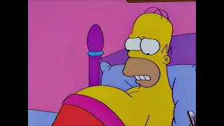 Simsons (Simpsons) Fat Homer playing with his jiggly stomach and he puts butter in his coffee