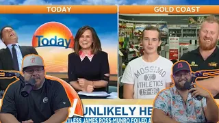 Americans React to Most Aussie guys ever foil robbery despite a 'busted plugger' | Hilarious