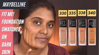 Maybelline Fit Me foundation 330 Toffee, 335 Classic Tan, 338 Spicy Brown & 340 Cappucino COMPARISON