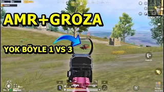 AMR + GROZA ! YOK BÖYLE 1 VS 3  BATUR GAME SOLO SQUAD PUBG MOBİLE