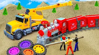 Play with toys cars saves construction vehicles from sand pits Rescue the truck series