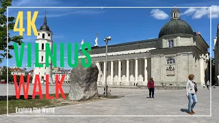 【4K】 Vilnius Walk  - Cathedral to Vilnius University with City Sounds | Walking Tour in Lithuania