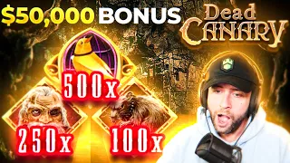 I SPUN IN A $50,000 MAX BONUS ON THE NEW NOLIMIT CITY, DEAD CANARY!! (Bonus Buys)