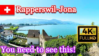Part 2 Relaxing Walking Tour of Rapperswil-Jona, Zurich, Switzerland. (4K)