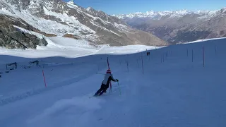 11 year old kid slalom Ski race training in COVID times!