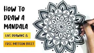 How To Draw MANDALA ART for beginners | Free practice sheet | Step By Step