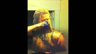 Brad Pitt chugging a beer!