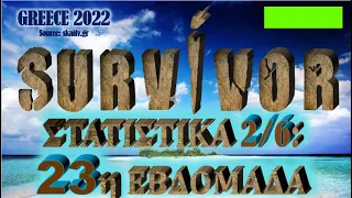 ΣΤΑΤΙΣΤΙΚΑ SURVIVOR 2022: ΕΒΔΟΜΑΔΑ 23 (2/6) - SURVIVOR 2022 STATISTICS WEEK 23