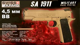 Обзор пневматического пистолета Swiss Arms SA 1911 калибр 4,5 мм. Отстрел.