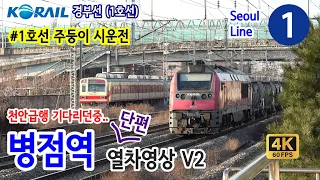 경부선(1호선) 병점역을 지나는 열차들 V2 (Train passing at Gyeongbu Line1 Byeongjeom Station, Korea)