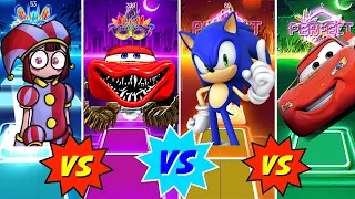 Digital Circus VS Lightning McQueen Spider Eater VS Sonic VS McQueen | Tiles Hop EDM Rush