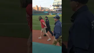 Indians game guy runs on field