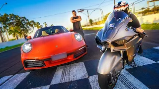 A VINGANÇA! MINHA PORSCHE CARRERA VS MOTO SUPERCHARGER TURBO *O GRANDE RACHA*