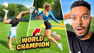FOOTBALL CHALLENGES WITH FEMALE FREESTYLE WORLD CHAMPION FT. LIA LEWIS 😱🤩