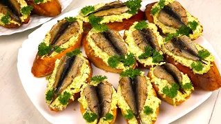 Sandwiches with SPRATS with a VERY TASTY base for the New Year's table!