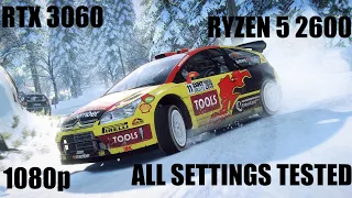 DiRT Rally 2.0 RTX 3060 R5 2600 Benchmark (1080p, All Settings Tested)