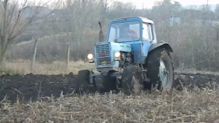 Вспашка земли ,Трактор МТЗ-80..