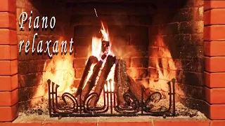 Magnificent fireplace and relaxing, zen, soft and calm music on the piano