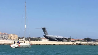 Military transport aircraft amazing take off from Gibraltar