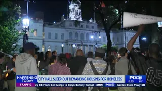 City Hall sleep-out demands housing for homeless people