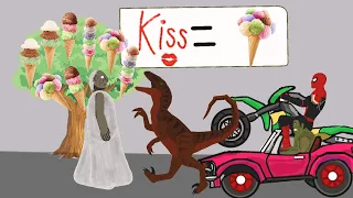 1 kiss 1 ice cream GRANNY VS HULK SPIDER MAN ice cream tree Drawing cartoons 2 ll ANIMATION
