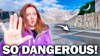 Crossing the MOST DANGEROUS bridge in Pakistan.  Could you DO THIS?!  🇵🇰