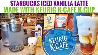 Keurig K-Cafe Coffee / Latte Maker HOW TO MAKE A STARBUCKS ICED VANILLA LATTE K-CUP