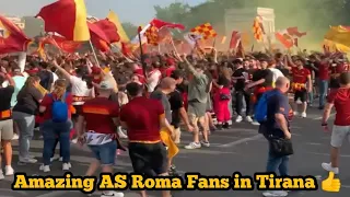 AMAZING..‼️ Roma Fans in Tirana 💪 ( As Roma win first-ever major European throphy )🎉💥