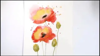Loose watercolor Poppies | Watercolor Painting | Relax and Paint