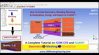 ANSYS ICEM  CFD Meshing : Learn  2D Geometry, Blocking and  Association, checking in  FLUENT